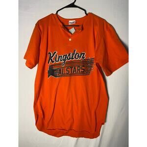 Vintage 90s Kingston ALLSTARS #10 Orange Jersey Shirt Men's Size Large